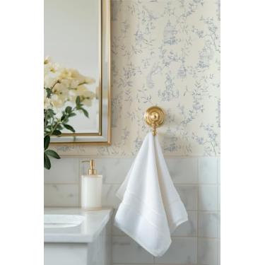 Imagem de RollsRolla Papel de parede higiênico azul e branco neutro moderno francês campestre estilo fazenda para sala de estar e banheiro - pássaros/flores (azul)