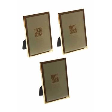 Imagem de Kit 3 Porta Retrato Metal e Vidro 10x15 Moldura Lisa Dourado - Tokyo D