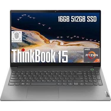 Imagem de Lenovo ThinkBook 15 Gen 4 Business Laptop (39.6 cm FHD, 16GB RAM, 512GB SSD, AMD 8-Core Ryzen 7 5825U (Beat i7-1165G7), antirreflexo, webcam 1080p), leitor de impressão digital, Ethernet, Wi-Fi 6, Win