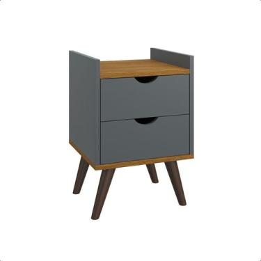 Imagem de Mesa De Cabeceira Estilo Retrô Quarto Mesa Decorativa 2 Gaveta Com Cor