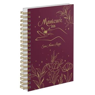 Imagem de Agenda Comercial 2026 Personalizada Capa Dura Manicure Flower Sublime Marsala