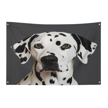 Imagem de Bandeira com quatro furos bandeiras para todos os climas bandeira decorativa impressa dálmata bandeiras de poliéster adequadas para uso interno e externo 89 x 159 centímetros