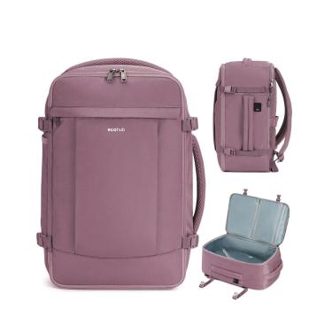 Imagem de Mochila de viagem ECOHUB para mulheres 30L com carregamento USB rosa