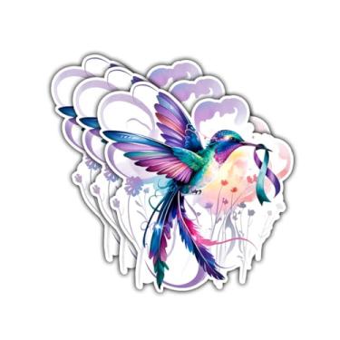 Imagem de Adesivo de beija-flor Healing is Not Linear de 3 peças – Decalque de vinil de conscientização do suicídio com fita e flores à prova d'água para laptop, garrafa de água, carro – Presente de luto para