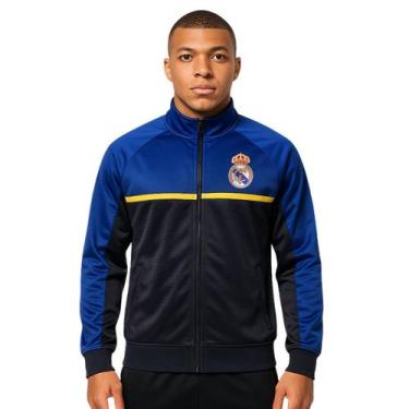 Imagem de Jaqueta Real Madrid Blusa Zíper Helanca Masculina Esporte Balboa, Azul