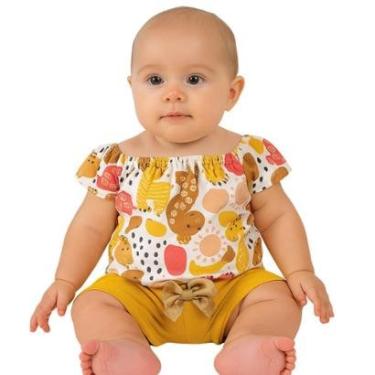 Imagem de Conjunto Bebê Menina Blusa e Shorts Algodão Kyly-Feminino
