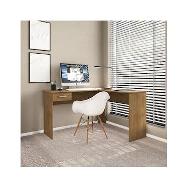 Imagem de Escrivaninha de Canto Politorno Fênix Formato L 1 Gaveta MDP Pintura UV Espaçosa e Funcional