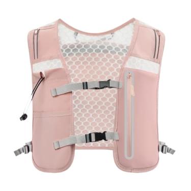 Imagem de Aymzbd Colete de corrida para mulheres e homens, mochila de hidratação refletiva portátil de 4 litros, bolsa esportiva para escalada, viagem, corrida e, Rosa