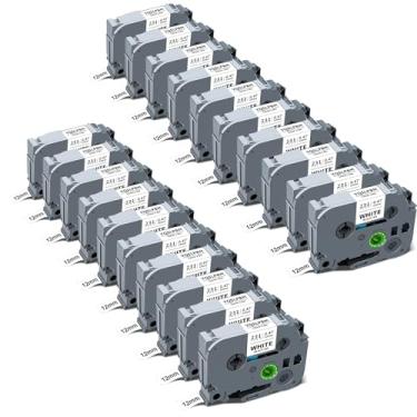 Imagem de Pacote com 20 fitas adesivas P Touch, TZe TZ Tape 12 mm 0,47 branco laminado compatível com Brother P Touch Label Maker Tape TZe-231 TZe231 refil Ptouch para PT-H110 D220 D210 1280 1290 2040, preto