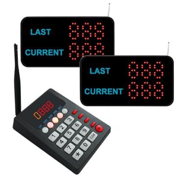 Imagem de Sistema Take a Number System Wireless Calling System Restaurant Pager System Gerenciamento de filas Sistema de alto-falantes altos 1 receptor de exibição Host de chamada de voz 2 números pagers para