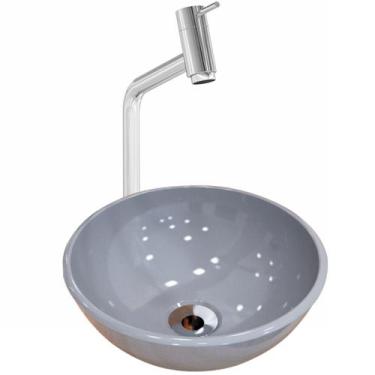 Imagem de Kit Cuba de Apoio Redonda C01 R30W Banheiro Lavabo com Torneira Válvul