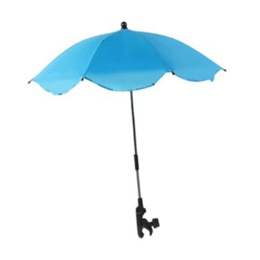 Imagem de menolana Guarda-chuva para carrinho de bebê, cadeira de praia, guarda-sóis com braçadeira ajustável, proteção solar, à prova d'água para pesca, quintal, Azul