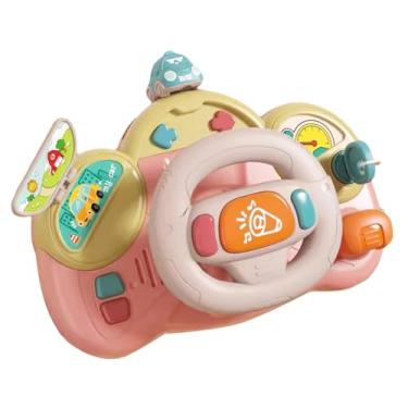 Imagem de Esquirla Brinquedo de volante, girar e aprender motorista girando luz e som minha primeira condução fingir jogar brinquedo de condução para presente de natal, Rosa