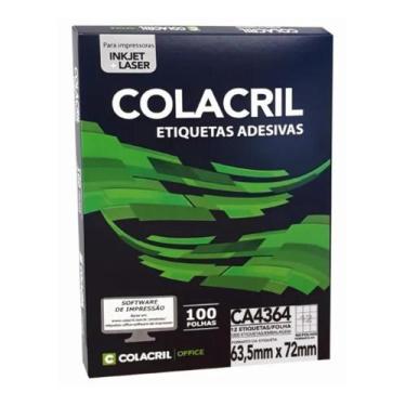 Imagem de Etiqueta colacril a4364 72,00 x 63,5 c/ 100 fls - 12 etiq. p/ folha