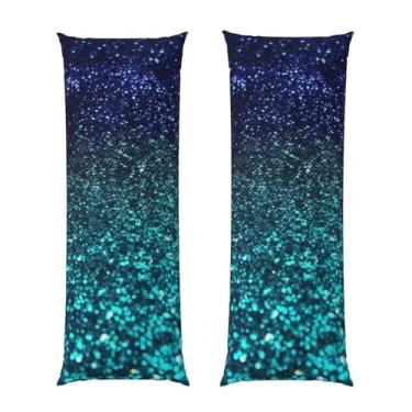 Imagem de Capa de travesseiro corporal com zíper ultramacia e refrescante, capa protetora respirável, azul-petróleo com glitter, capa de almofada decorativa para casa 50,8 cm x 137,2 cm