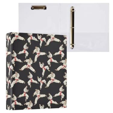 Imagem de Pasta de 3 anéis de fundo preto de karatê 3 cm, 1 pacote com 200 folhas para crianças, material escolar, mulheres e homens, escritório