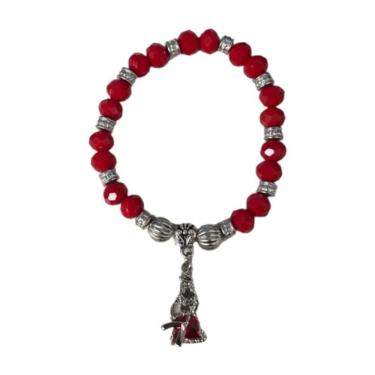 Imagem de Pulseira Maria Navalha Imagem Vermelha Cristal E Silicone