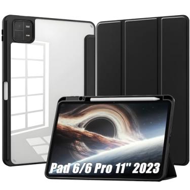Imagem de Capa para Xiaomi Pad 6/6 Pro 11 polegadas 2023 Capinha Protetora Fina Capa Traseira Transparente Proteção com Suporte para Lápis - Negro