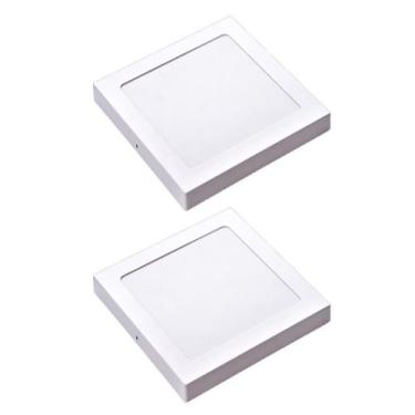 Imagem de Kit 2 Painel Plafon Led Sobrepor Quad Amarela 3000K 18W 22Cm - Avant