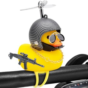 Imagem de wonuu Ornamentos de pato de borracha, decorações de painel de pato Squeeze, decoração de bicicleta para ciclismo, motocicleta e acessórios de bicicleta (grade preta e branca)