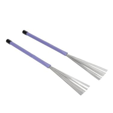Imagem de Brush de tambor Fio de aço retrátil Jazz Performance 2 PCs Manuse de borracha roxa para conjuntos de bateria Jazz Drums Beginners Professionais