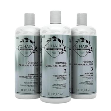 Imagem de G.HAIR Kit de tratamento de queratina suavizante com fórmula original (3 passos) 1 litro