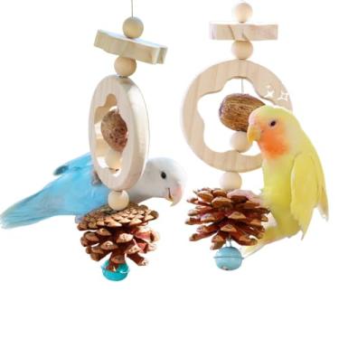 Imagem de CXYYXF Brinquedo de mastigar papagaio para gaiola, poleiro multiuso para periquitos, calopsitas, conures, periquitos, quakers, escalada fácil e interativa (2 pacotes)