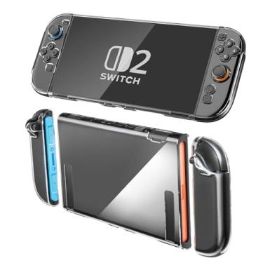 Imagem de Capa protetora Clear Switch 2, novo modelo 2025, capa protetora para Nintendo Switch 2, capa fina antiderrapante e antiarranhões para console e capas de viagem Joy Con, fácil de carregar
