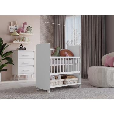Imagem de Mini Berço Outside Móvel com Comoda 3 Gavetas Mila - Branco Móblis