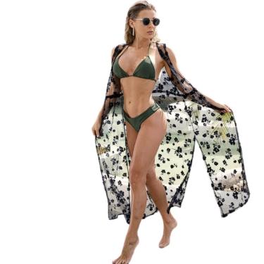 Imagem de Saída de Praia Longa Tule Floral Transparente Elegante Diva