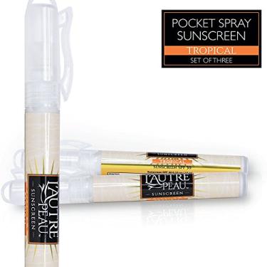 Imagem de Caneta spray de proteção solar FPS 30 da L'AUTRE PEAU – Perfume tropical resistente à água – Protetor solar tamanho viagem para homens, mulheres e crianças – Proteção UV de amplo espectro não oleosa