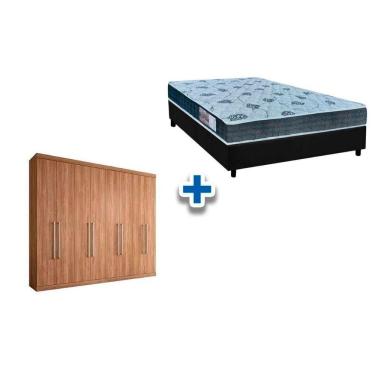 Imagem de Cama Box Casal + Colchão D45 Cecina + Guarda Roupa Master Vip 8.4 Atacama