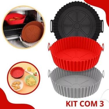 Imagem de 3 Formas Silicone Airfryer Reutilizável Tapete Microondas - Isamar
