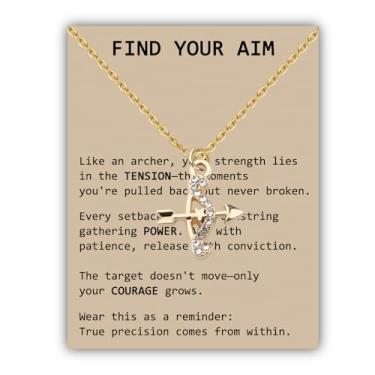 Imagem de SEIRAA Colar de arco e flecha, presentes de arco e flecha, joias de arqueiro, treinador, presente de equipe de tiro com arco, 1, Aço inoxidável, Sem Pedra Preciosa