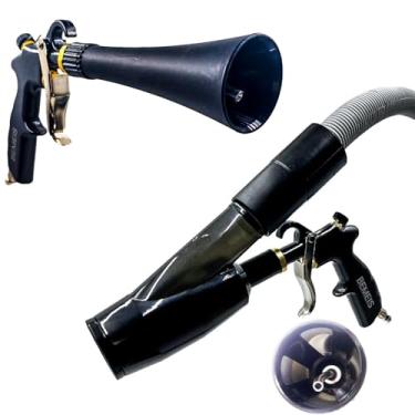 Imagem de bemeis Pistola de sopro de ar e pistola de vácuo com bocal de fluxo de ar ajustável de latão, pistola de limpeza rapidamente explode sujeira e poeira da superfície, funciona com compressor de ar (tubo