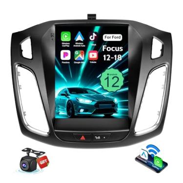 Imagem de Estéreo automotivo para Ford Focus 2012-2018 com carro sem fio/Android Auto, rádio atualizado, tela sensível ao toque de 9,7 polegadas, Android 12, com navegação GPS, Bluetooth, WiFi, equalizador