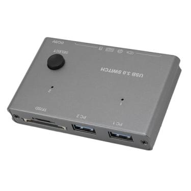 Imagem de Zopsc Comutador USB 3.0, 2 Computadores Compartilham 3 Dispositivos USB e Leitor de Cartão, Transferência de Dados de Alta Velocidade 5Gbps, Hub Com Switcher para PC, Laptop,