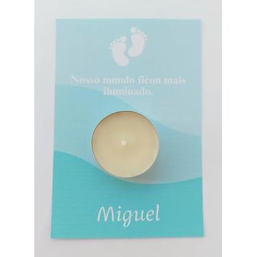Imagem de Lembrancinha Nascimento - Card personalizado com Vela Rechaud 20 unidades