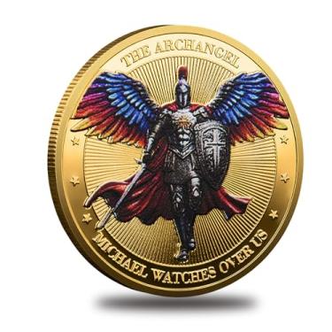 Imagem de Saint Michael Archangel Challenge Coin – Psalm 91:10-11 Religious Commemorative Coin – Solid Iron Collectible Token with Protective Case – Inspirational Gift of Faith (Gold)
