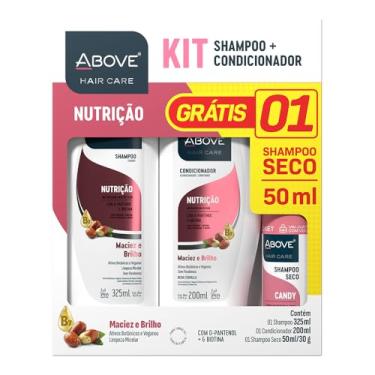 Imagem de Above Kit com Shampoo Nutrição 325 ml + Condicionador Nutrição 200 ml + Shampoo a Seco 50 ml