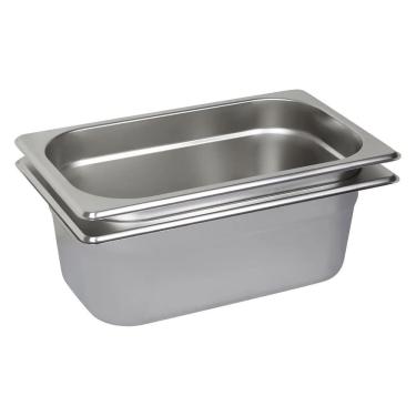 Imagem de 2 Cubas Gastronômica Buffet GN 1/4 150mm Aço Inox Sem Alça