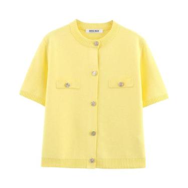 Imagem de Cardigan De Malha Feminino De Manga Curta Estilo Simples Para Primaver