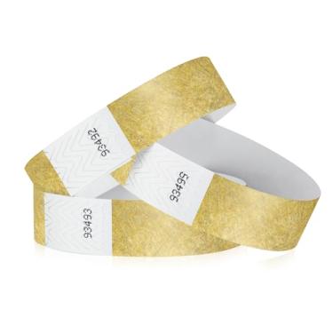 Imagem de Pulseiras Tyvek de ouro metálico de 3/4 polegadas da WristCo, Metallic Gold, 200 Count