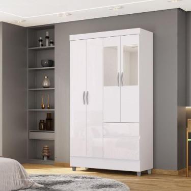 Imagem de Guarda Roupa Flex Solteiro Abruzzo 4 Portas de Bater 2 com Espelhos 2 