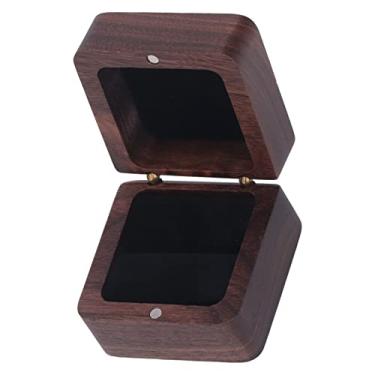 Imagem de LiebeWH Caixa de Anel de Madeira Caixa de Anel de Noivado Retro Com Botão de ímã Black Walnut para Propostas de Compromissos Casamentos