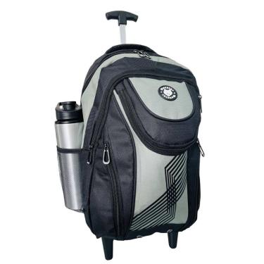 Imagem de Mochila Mala De Rodinhas Masculina Escolar Espaçosa Cinza