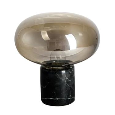 Imagem de Abajur de cabeceira Luminária de mesa mármore, vidro, estudo, quarto, cabeceira, decoração(Brown,Médio)