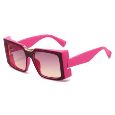 Imagem de Óculos de sol retrô com armação grossa e gradiente de leopardo, feminino, casual, fashion, masculino, UV400 (rosa chá)