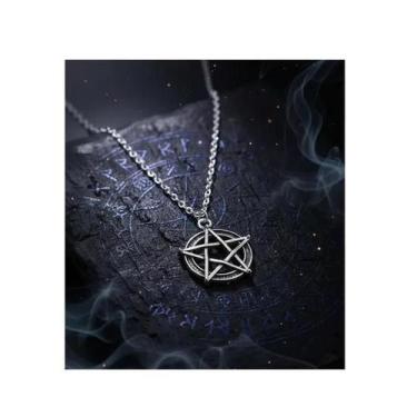 Imagem de Colar Pingente Pentagrama Estrela 5 Pontas Prateado - 3I, Prateado 3