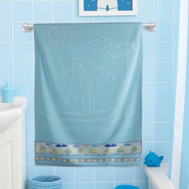 Imagem de Toalha Infantil De Banho 100% Algodão Macia Alta Absorção Para Bebê e Criança (Azul)